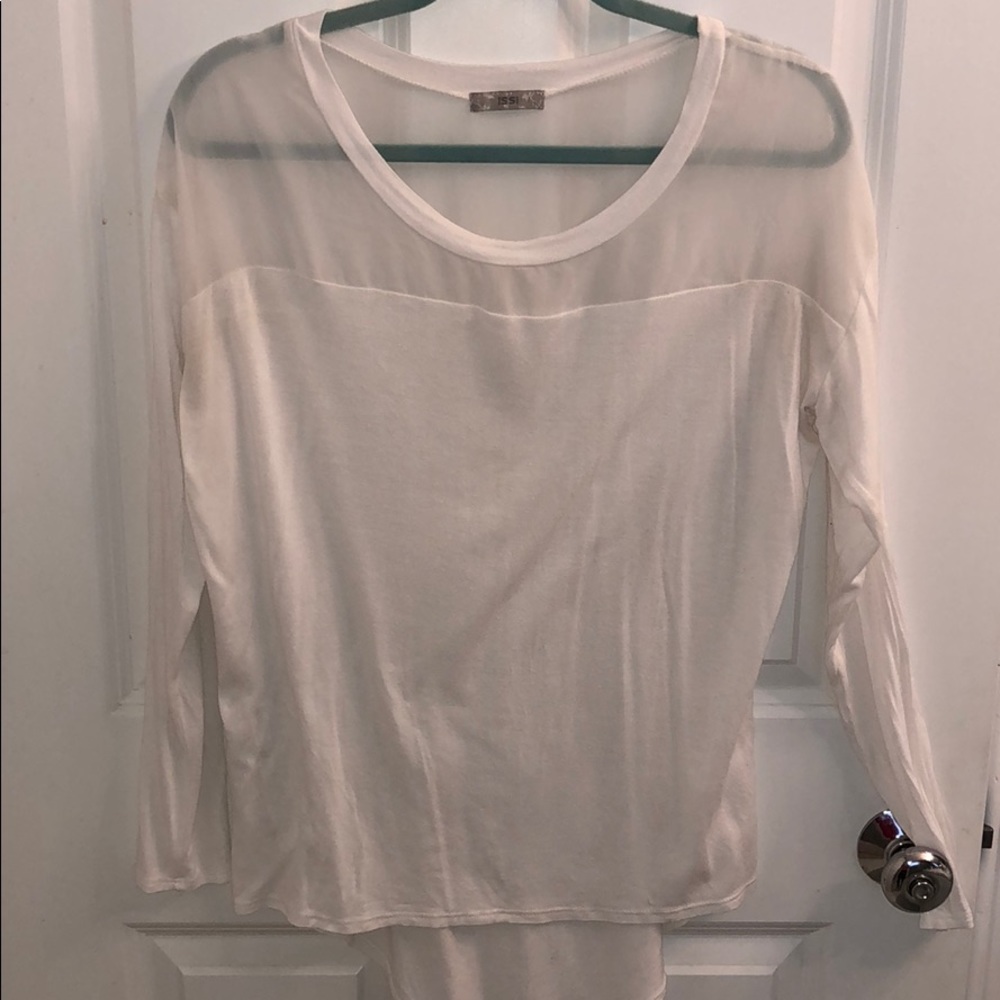 Long sleeve white sheer top